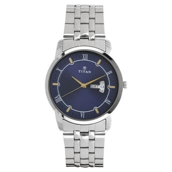 Titan (NS1774SM01) Analog with Day and Date Blue Dial Stainless Steel Strap watch for Men
